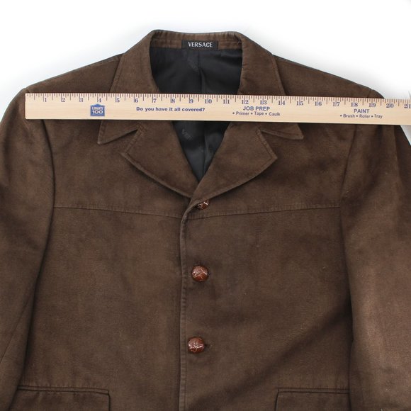 VTG Versace Western Blazer 4 Button Notch Collar Jacket Sueded Wool Men's IT50/M - Picture 10 of 16